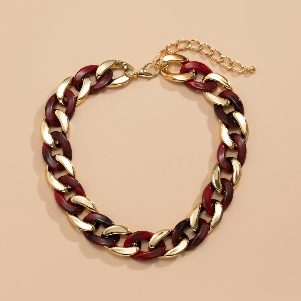 Lacteo Exaggerated Colorful Resin Acrylic Chain Choker Necklace Gothic Thick Chunky CCB Chain For Female Necklace  Jewelry