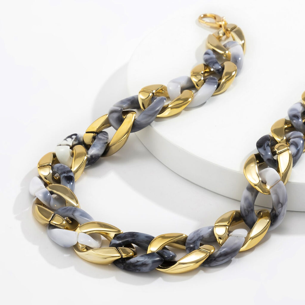 Lacteo Exaggerated Colorful Resin Acrylic Chain Choker Necklace Gothic Thick Chunky CCB Chain For Female Necklace  Jewelry