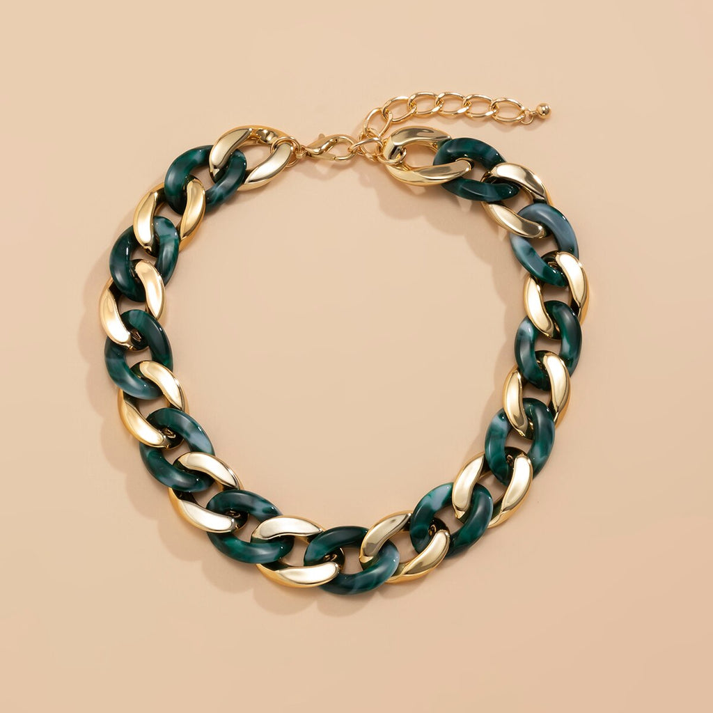 Lacteo Exaggerated Colorful Resin Acrylic Chain Choker Necklace Gothic Thick Chunky CCB Chain For Female Necklace  Jewelry