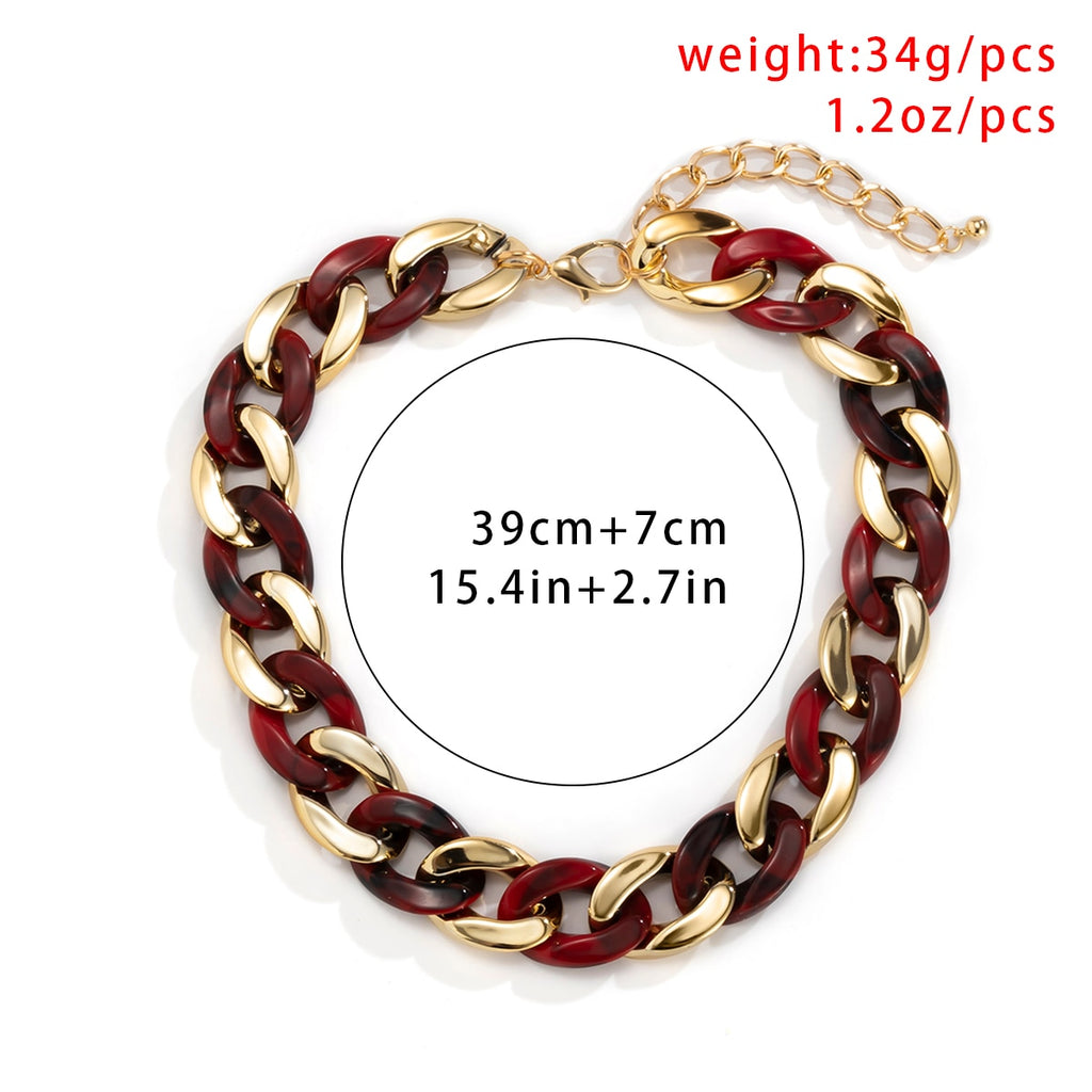 Lacteo Exaggerated Colorful Resin Acrylic Chain Choker Necklace Gothic Thick Chunky CCB Chain For Female Necklace  Jewelry