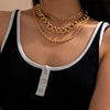 Lacteo Exaggerated Multilayer Imitation Pearl Choker Unusual Necklace Hip Hop Iron Chain Charm Necklace Jewelry Accessories