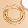 Lacteo Exaggerated Multilayer Imitation Pearl Choker Unusual Necklace Hip Hop Iron Chain Charm Necklace Jewelry Accessories