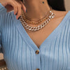 Lacteo Full Iced Out Paved Rhinestones Collar Choker Necklace Exaggerated Shiny Thick Chunky Chain Necklace For Women Jewelry