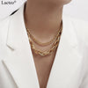 Lacteo Hip Hop Multi Layer Thick Chunky Chain Choker Necklace for Women 2021 Exaggerated Gothic Clavicle Chain Necklace Jewelry