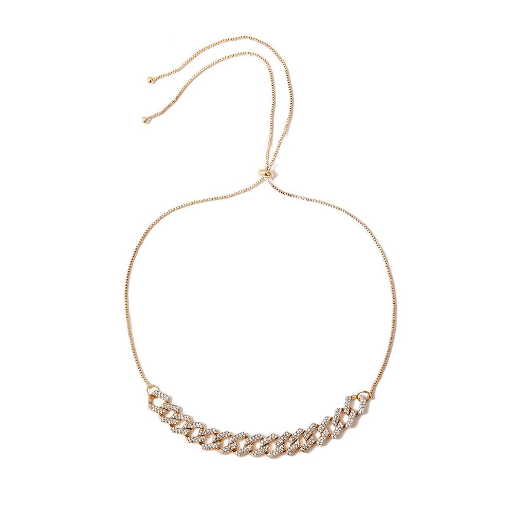 Lacteo Hip Hop Shiny Rhinestone Cross Chain Choker Necklace Sexy Gold Color Crystal Snake Chain Statement Jewelry 2021 for Women