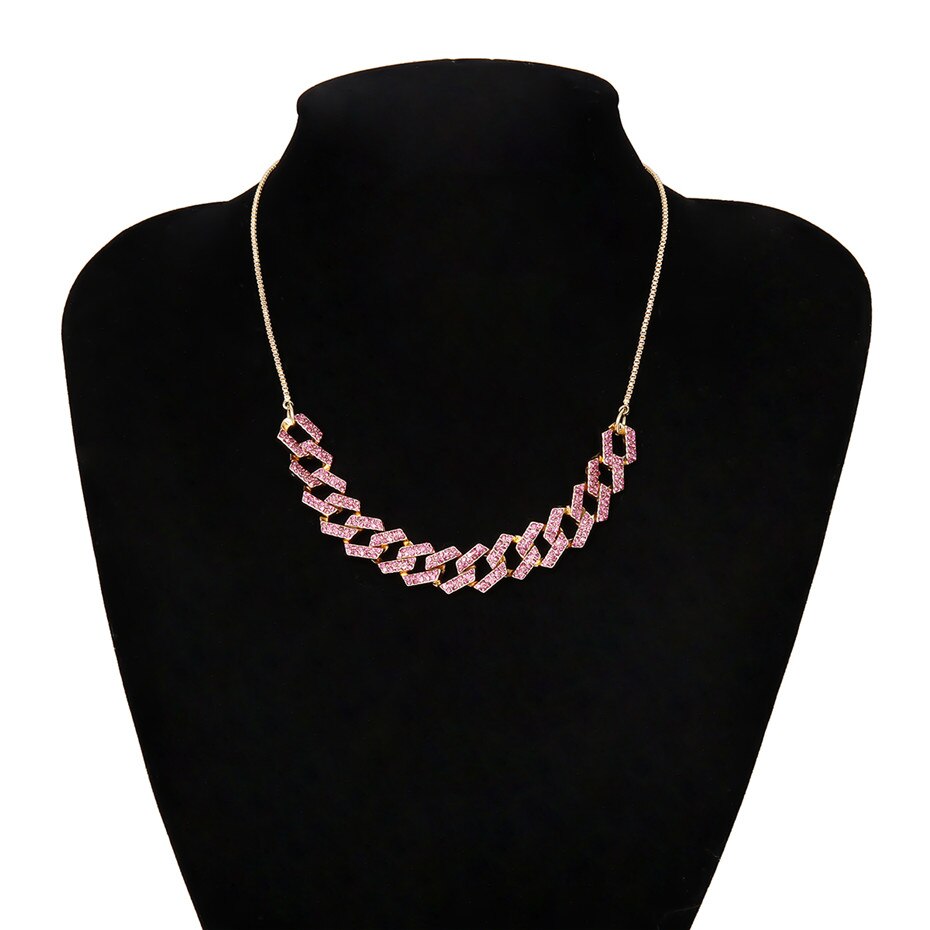 Lacteo Hip Hop Shiny Rhinestone Cross Chain Choker Necklace Sexy Gold Color Crystal Snake Chain Statement Jewelry 2021 for Women