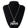 Lacteo Iced Out Paved Rhinestones NO FOVARS letter Pendant Necklace Miami Curb Cuban Chain Jewelry Rapper Necklaces For Men