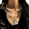 Lacteo Iced Out Paved Rhinestones NO FOVARS letter Pendant Necklace Miami Curb Cuban Chain Jewelry Rapper Necklaces For Men