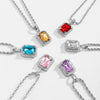 Lacteo Neo Gothic Geometric Square Rhinestone Pendant Necklace 2021 Twist Chain Colorful Shiny Crystal Choker Necklace