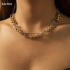 Lacteo Neo-Gothic Iron Material Pin Shape Clavicle Chain Choker Necklace 2021 Steampunk CCB Beads Necklace For Women Jewelry