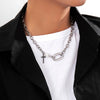 Lacteo Neo Gothic Unique Chunky Thick Twist Chain Choker Necklace for Women Steampunk Stainless Steel Cross Pendant Necklace