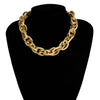 Lacteo Punk Hip Hop Golden Metal Choker Necklace for Women Statement Necklaces Gothic Cuban Chunky Chain Charm Necklace
