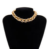 Lacteo Punk Hip Hop Golden Metal Choker Necklace for Women Statement Necklaces Gothic Cuban Chunky Chain Charm Necklace