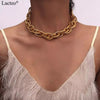 Lacteo Punk Hip Hop Golden Metal  Ketting Voor Vrouwen Verklaring Mode Kettingen Gothic Cubaanse Chunky Ketting Charm Ketting