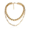 Lacteo Punk Hip Hop Golden Round Beads Chain Choker Necklace Women Exaggerated Multi Layer Chunky Clavicle Chain Charm Necklace
