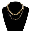 Lacteo Punk Hip Hop Golden Round Beads Chain Choker Necklace Women Exaggerated Multi Layer Chunky Clavicle Chain Charm Necklace
