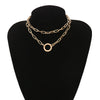 Lacteo Punk Hip Hop Golden Round Circle Choker Necklace for Women Exaggerated Multi Layer Clavicle Chain Charm Necklace Jewelry