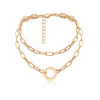 Lacteo Punk Hip Hop Golden Round Circle Choker Necklace for Women Exaggerated Multi Layer Clavicle Chain Charm Necklace Jewelry