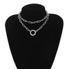 Lacteo Punk Hip Hop Golden Round Circle Choker Necklace for Women Exaggerated Multi Layer Clavicle Chain Charm Necklace Jewelry