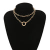 Lacteo Punk Hip Hop Golden Round Circle Choker Necklace for Women Exaggerated Multi Layer Clavicle Chain Charm Necklace Jewelry