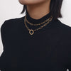 Lacteo Punk Hip Hop Golden Round Circle Choker Necklace for Women Exaggerated Multi Layer Clavicle Chain Charm Necklace Jewelry