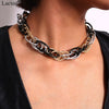 Lacteo Punk Hip Hop Multi Layer Choker Necklace Women 3 Color Chunky Chain Charm Necklace Statement 2021 Female Jewelry