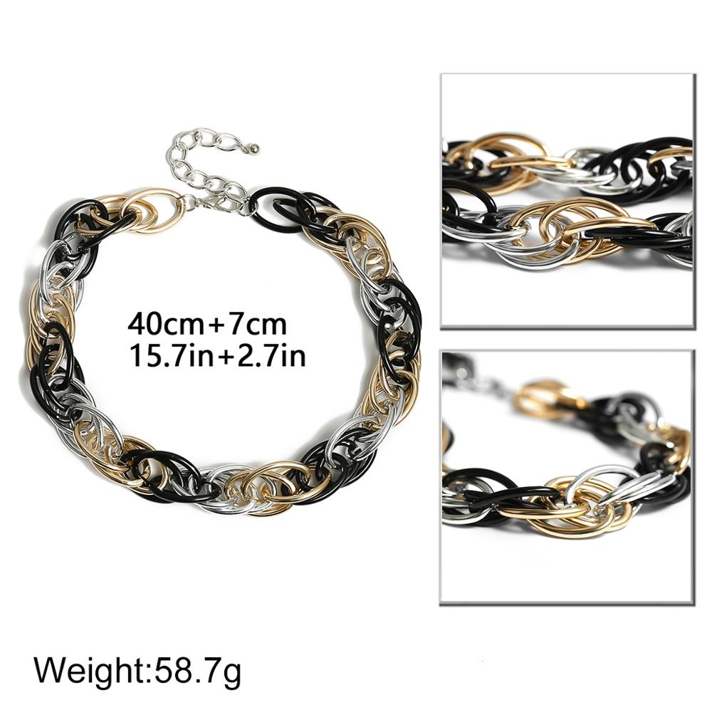 Lacteo Punk Hip Hop Multi Layer Choker Necklace Women 3 Color Chunky Chain Charm Necklace Statement 2021 Female Jewelry