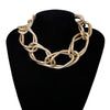 Lacteo Punk Multi Layered Golden Chain Choker Necklace Jewelry for Women Hip Hop Big Thick Chunky Clavicle Chain Charm Necklace