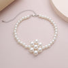 Lacteo Retro Imitation Pearl Flower Choker Necklace Simple Minimalist Round Bead Clavicle Chain Charm Necklace Jewelry for Women