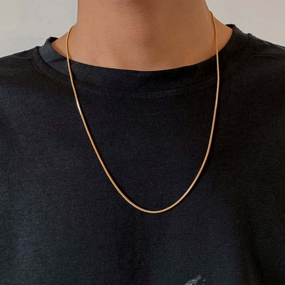 Lacteo Steampunk Copper Iron Snake Clavicle Chain Choker Necklace Hip Hop Cuban Miami Gold Color Chain Necklace Jewelry For Men