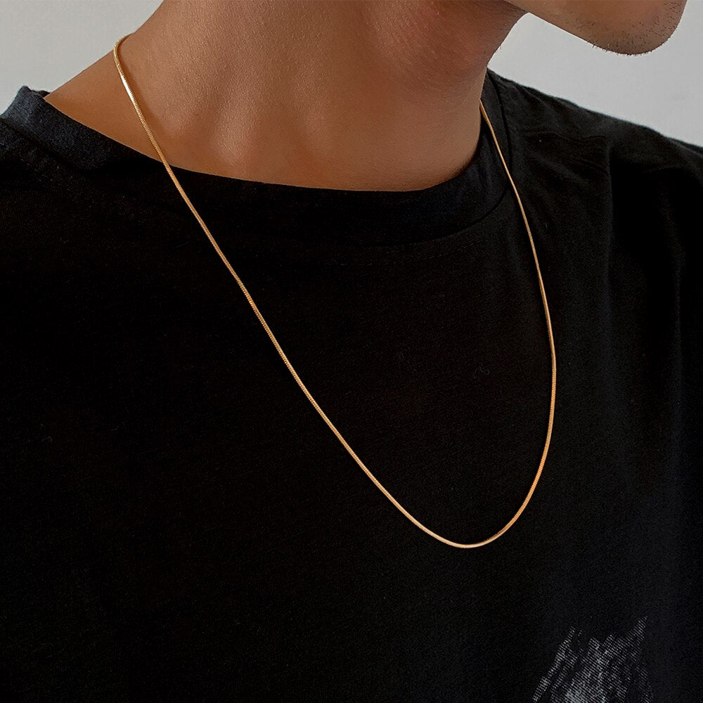 Lacteo Steampunk Copper Iron Snake Clavicle Chain Choker Necklace Hip Hop Cuban Miami Gold Color Chain Necklace Jewelry For Men