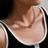 Lacteo Steampunk Golden Color Mixed Metal Chain Choker Necklace Statement Daily life Clavicle Chain Necklace Jewelry for Women
