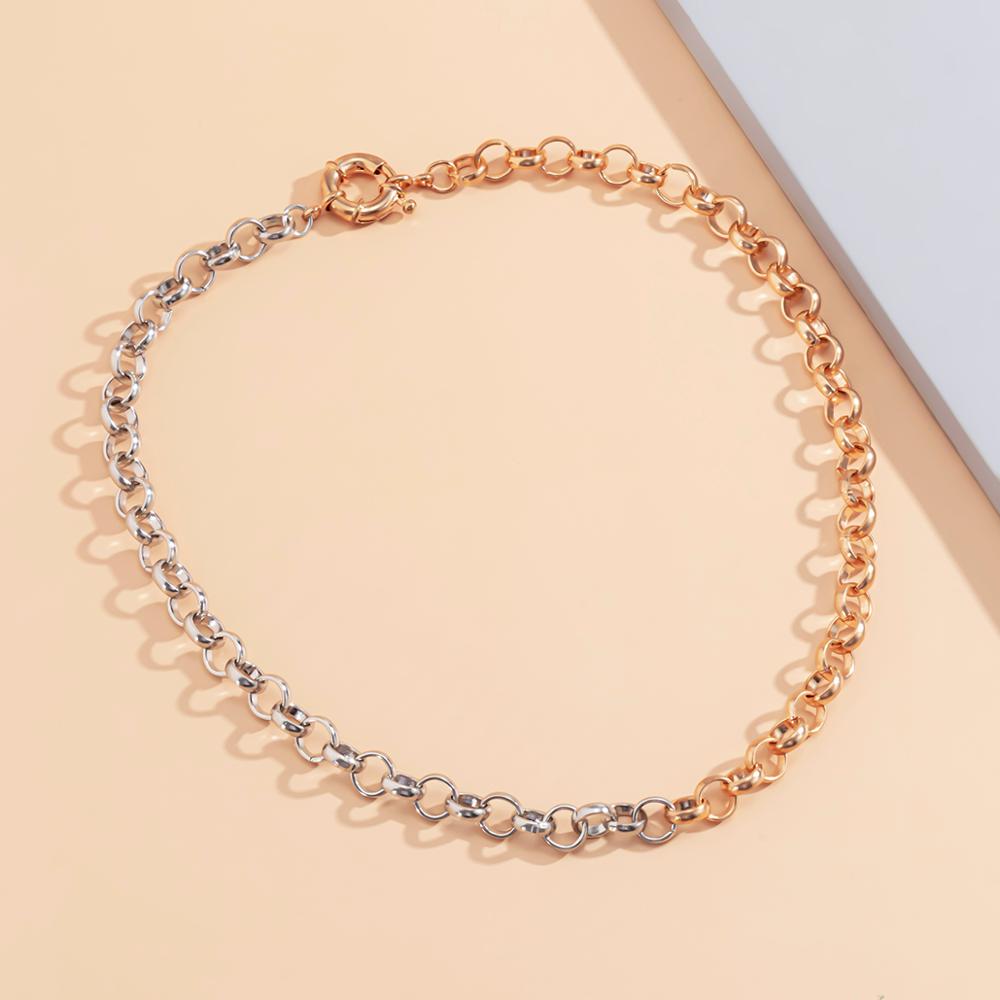 Lacteo Steampunk Golden Color Mixed Metal Chain Choker Necklace Statement Daily life Clavicle Chain Necklace Jewelry for Women