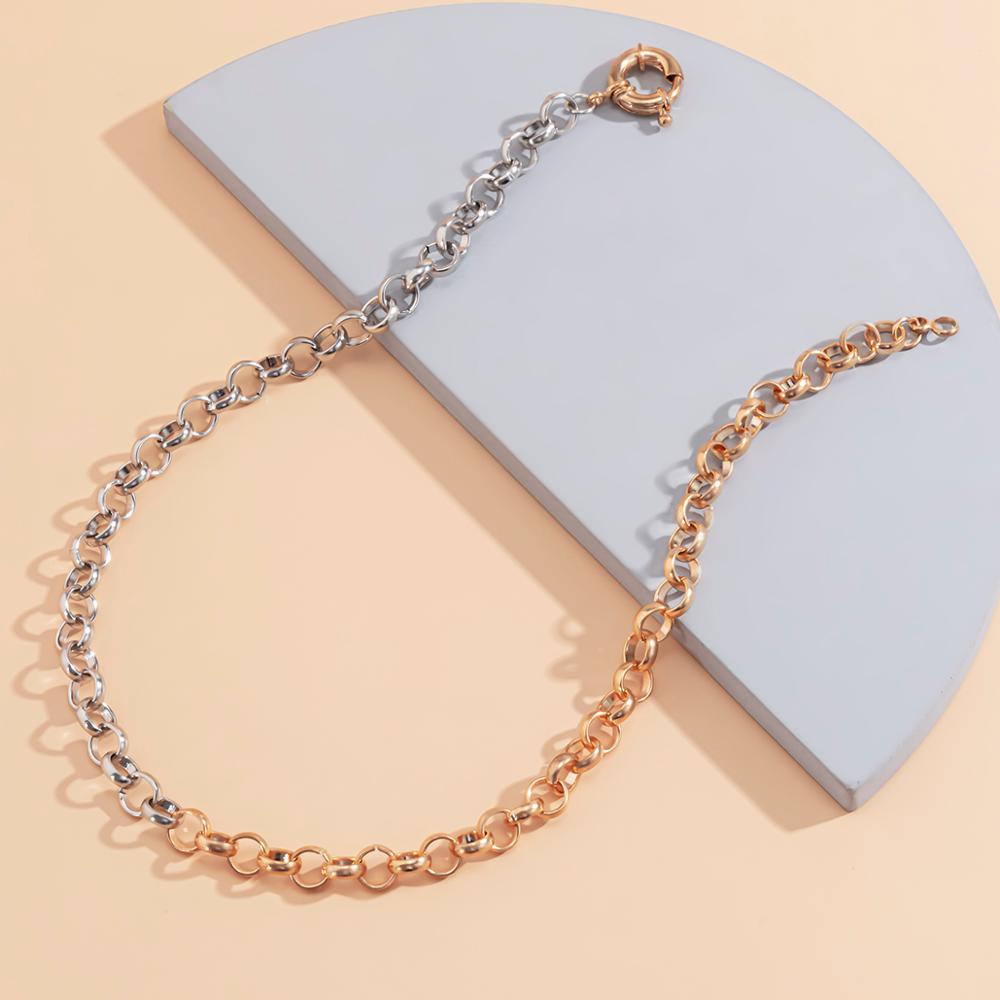 Lacteo Steampunk Golden Color Mixed Metal Chain Choker Necklace Statement Daily life Clavicle Chain Necklace Jewelry for Women