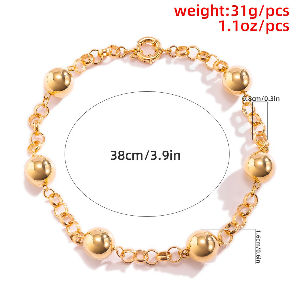 Lacteo Steampunk Round Iron Chain Choker Necklace For Women 2021 Simple Minimalist CCB Beads Charm Necklace Jewelry Accessories