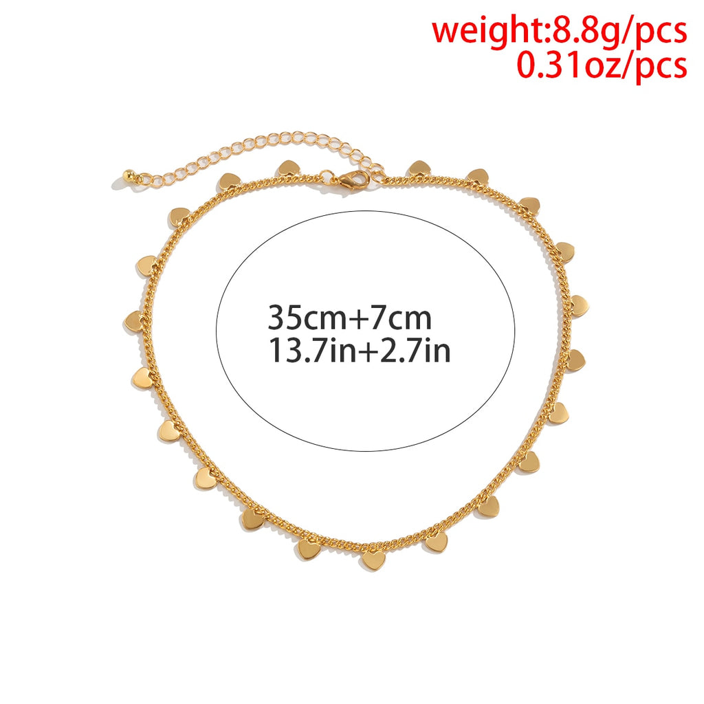 Lacteo Vintage Love Heart Tassel Clavicle Chain Choker Necklace Jewelry For Women 2021 Trendy Chunky Chain Necklace