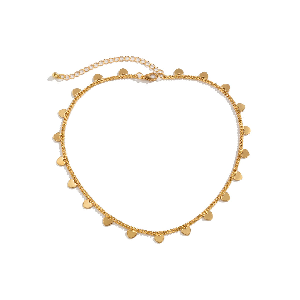 Lacteo Vintage Love Heart Tassel Clavicle Chain Choker Necklace Jewelry For Women 2021 Trendy Chunky Chain Necklace