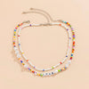 Lacteo Y2K Heishi Clay Beads Acrylic Colorful Choker Necklace Jewelry For Women 2021 Trendy Double Layered Necklace