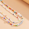 Lacteo Y2K Heishi Clay Beads Acrylic Colorful Choker Necklace Jewelry For Women 2021 Trendy Double Layered Necklace