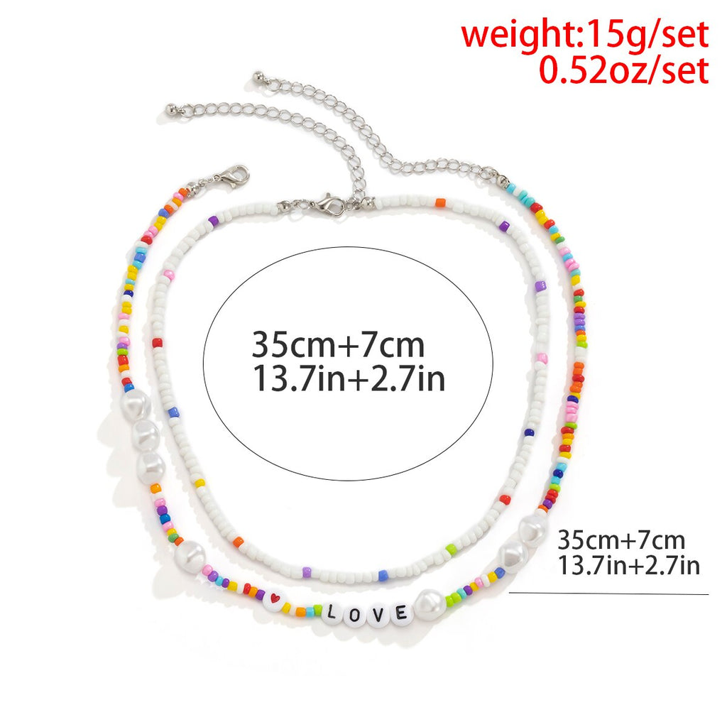 Lacteo Y2K Heishi Clay Beads Acrylic Colorful Choker Necklace Jewelry For Women 2021 Trendy Double Layered Necklace
