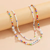 Lacteo Y2K Heishi Clay Beads Acrylic Colorful Choker Necklace Jewelry For Women 2021 Trendy Double Layered Necklace