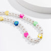 Lacteo Y2K Imitation Pearls Beads Chain Choker Necklace Jewelry for Lover Bohemian Flower Star Resin Charm Necklace Gifts