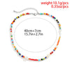Lacteo Y2K Lovers Rainbow Colorful Beeds Choker Necklace 2021 Trendy Imitation Pearls Chain Jewelry Charm Necklace