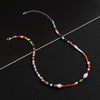 Lacteo Y2K Lovers Rainbow Colorful Beeds Choker Necklace 2021 Trendy Imitation Pearls Chain Jewelry Charm Necklace