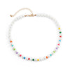 Lacteo Y2K Rainbow Color Acrylic Imitation Pearls Asymmetric Choker Necklace 2022 Trendy Clavicle Chain Necklace