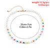 Lacteo Y2K Rainbow Color Acrylic Imitation Pearls Asymmetric Choker Necklace 2022 Trendy Clavicle Chain Necklace