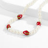 Lacteo Y2K Resin Fruit Asymmetric Imitation Pearls Choker Necklace 2021 Rainbow Colorful Chain Jewelry Charm Necklace