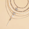 Ladies Multi-layer Chain Item Imitation Pearl Butterfly Pendant Necklace Multi-layer Gold Chain Party Jewelry 2021 New