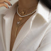 Ladies Multi-layer Chain Item Imitation Pearl Butterfly Pendant Necklace Multi-layer Gold Chain Party Jewelry 2021 New