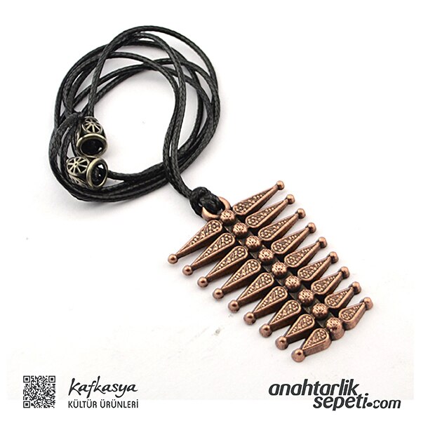 Ladies Outfit Button Copper Oxide plated Cord Necklace Caucasian Circassian Traditional